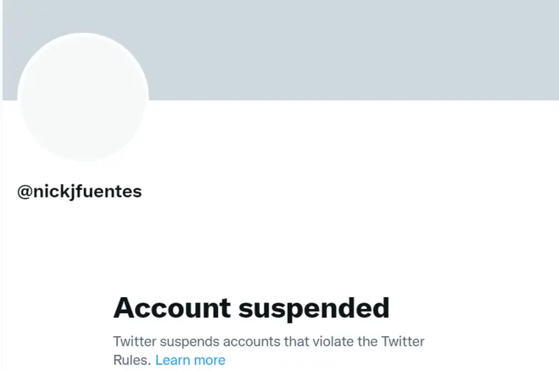 Nick Fuentes is suspended from Twitter and YouTube
