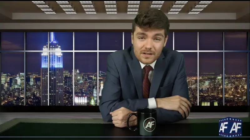 Far-right extremist Nick Fuentes from his livestream show