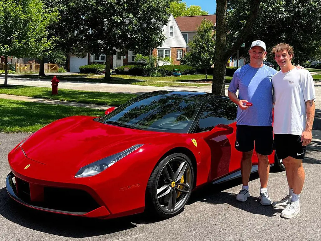 Cam surprised his dad with a Ferrari for his birthday.