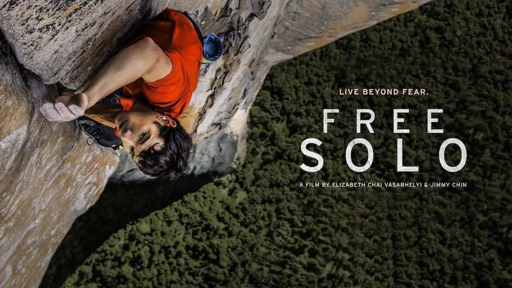 The poster for Jimmy Chin's most popular work, the documentary Free Solo.