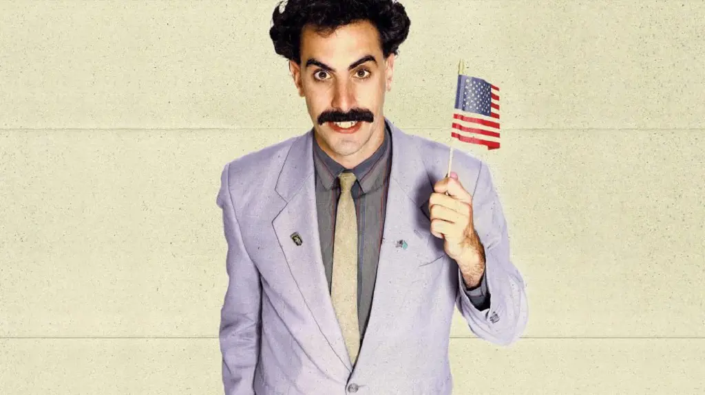 Borat is based on Borat Sagdiyev, a satirical fictional character created by Sacha Baron Cohen