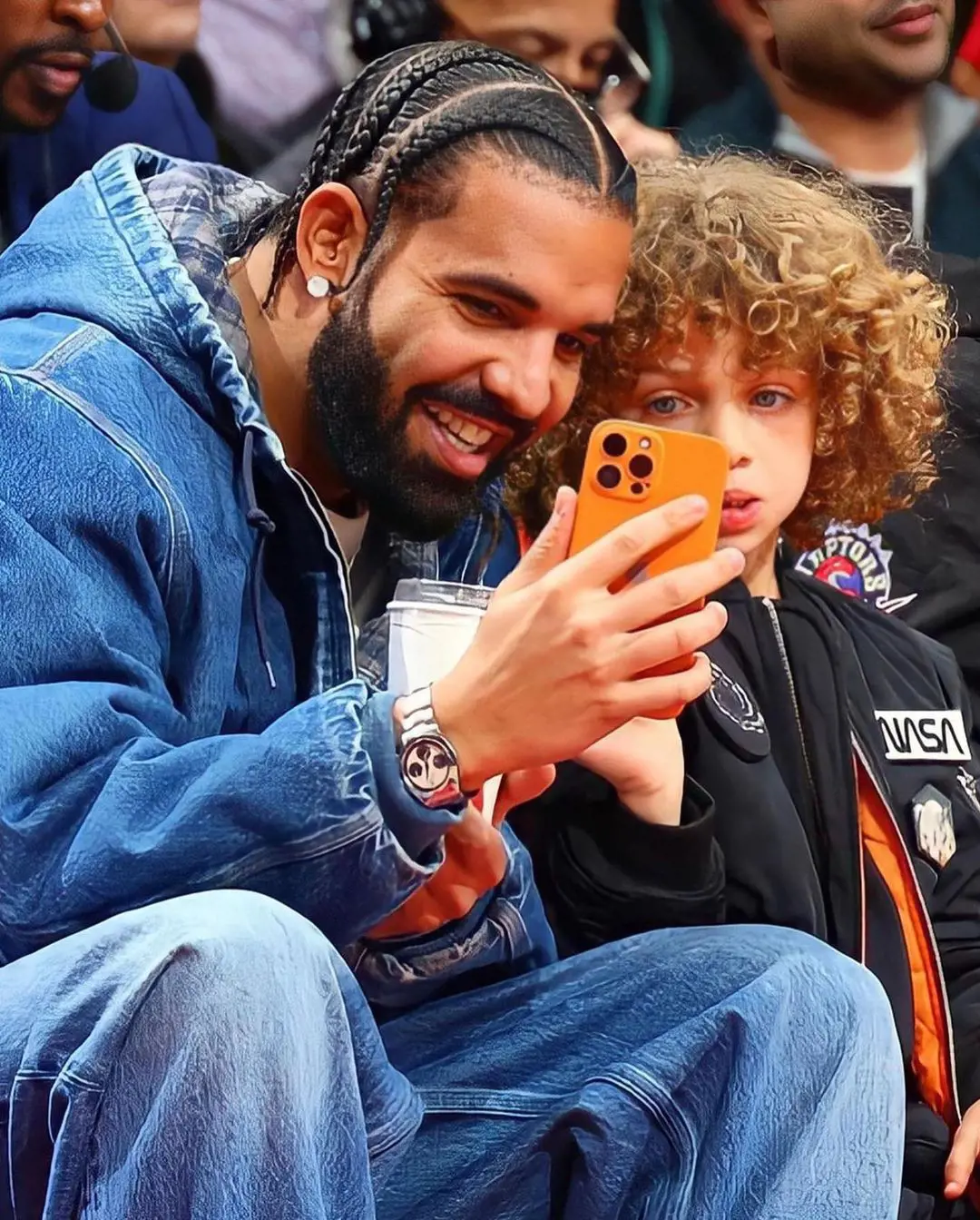 The rapper attended the Raptors game with son Adonis on 17th January 2023.
