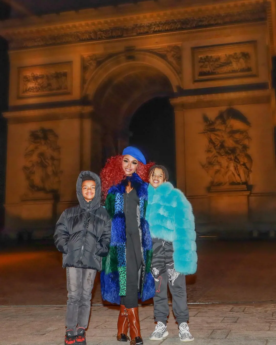 Phaedra And Her Children Dylan And Ayden(right) At Arc De Triomphe, Paris On 28 November 2022