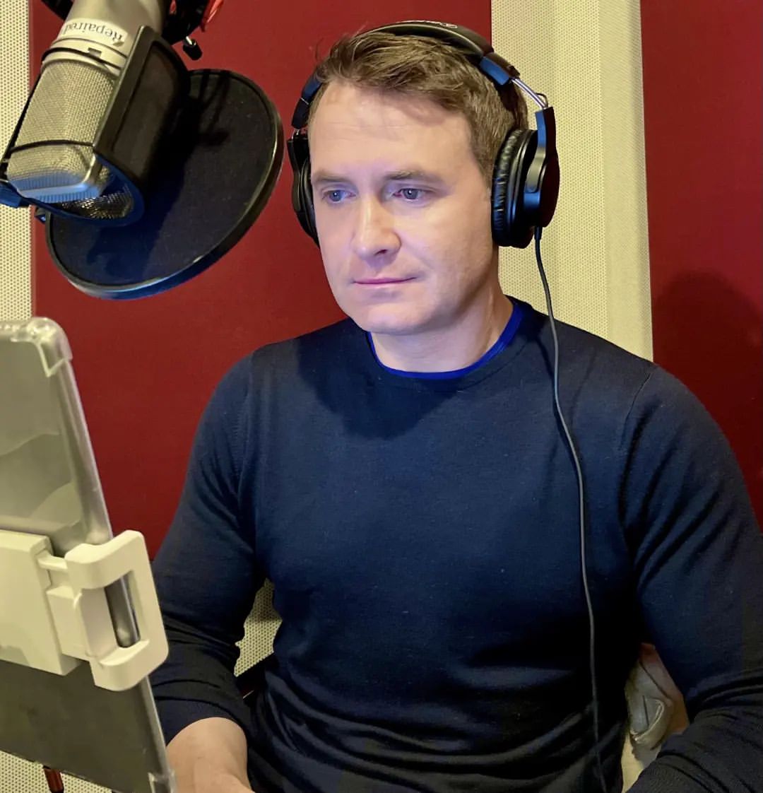 Douglas at the recording studio recording The War on the West on March 19, 2022