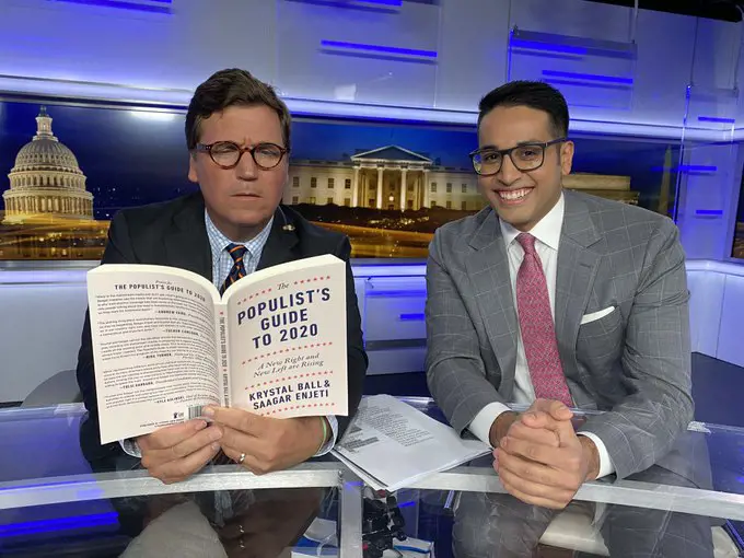 Saagar at Tucker Carlson show to discuss his book in January 2020  