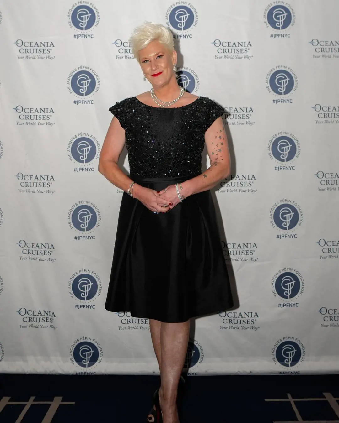 Anne Burrell is pictured in the Yale Club of New York City on April 8, 2022, attending a gala.