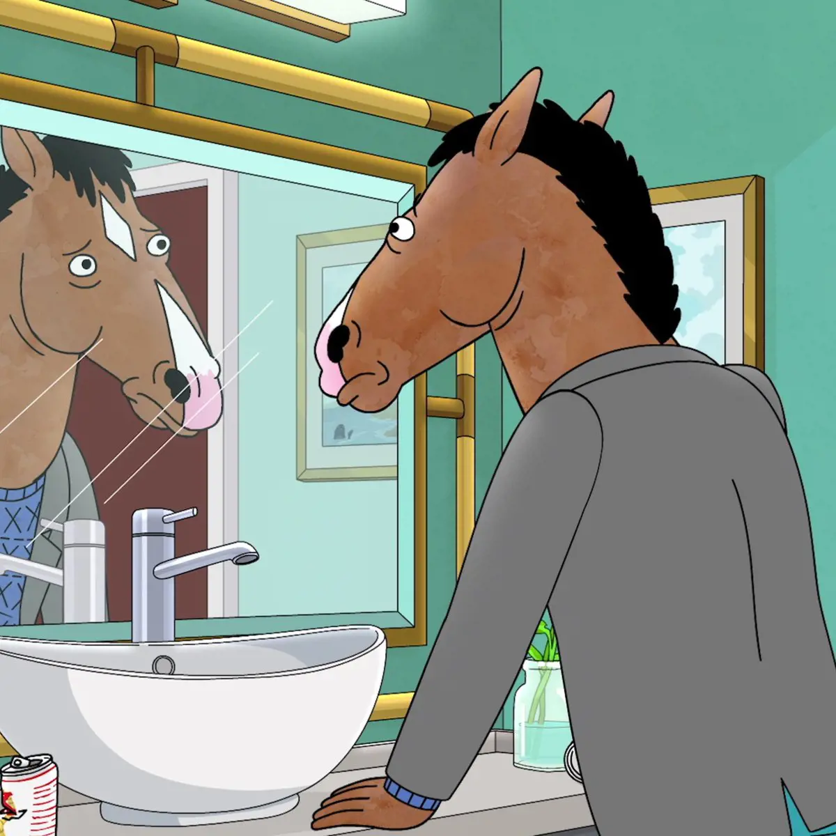 It tells the story of BoJack and his struggles as a washed-up actor.