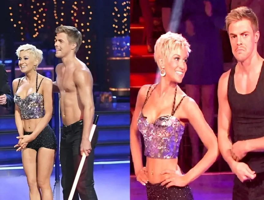 Kellie and Derek on the dance floor of Dancing with the Stars in 2013