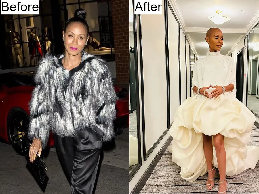 Jada Pinkett Smith at the Emancipation movie premiere wearing a Stephane Rolland outfit (right)