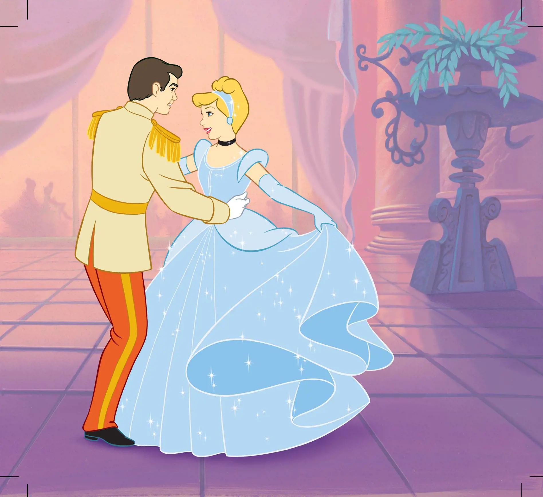 Cinderella Dancing With Her Prince Charming In Her Ball Gown