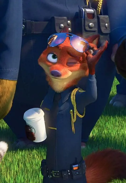 Nick From Zootopia Holding A Starbucks Drink And His Sunglass